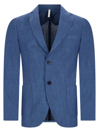 120% Lino Lightweight Mini Linen Jacket For Men - Ss26 In Blue