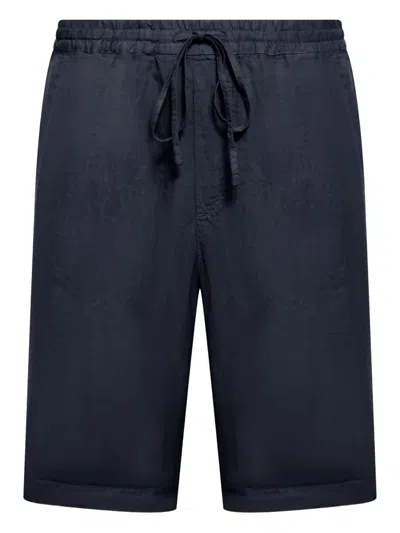 120% Lino Linen Bermuda Shorts In Blue