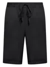 120% Lino Striped Linen Bermuda Shorts In Blue