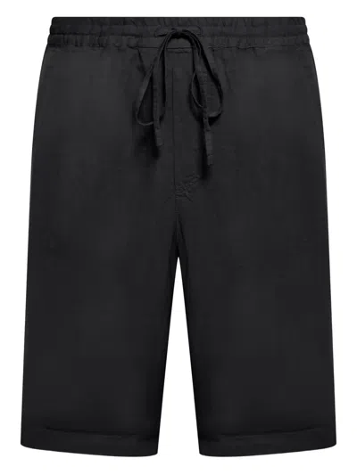 120% Lino Striped Linen Bermuda Shorts In Blue