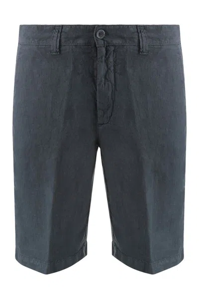 120% Lino Linen Bermuda-shorts In Blue