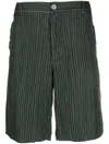 120% Lino Linen Bermuda Shorts In Blue