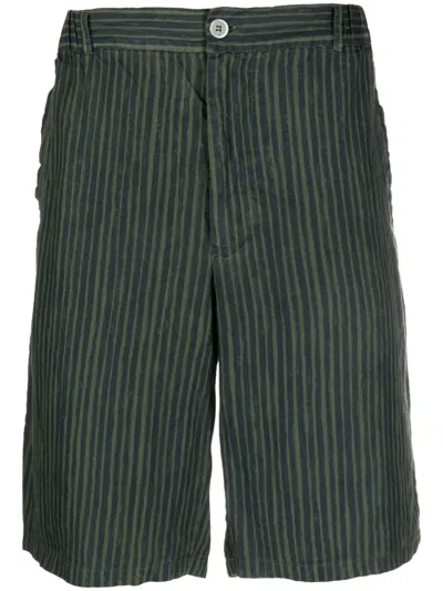 120% Lino Linen Bermuda Shorts In Blue