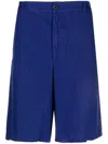 120% Lino Linen Bermuda Shorts In Blue