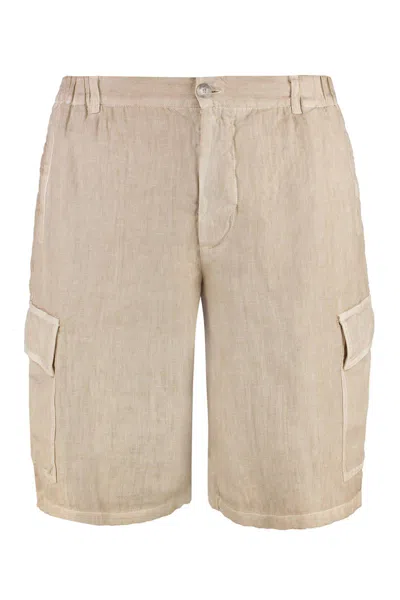 120% Lino Linen Bermuda-shorts In Neutral