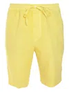 120% Lino Linen Bermuda Shorts In Yellow