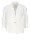 120% Lino White Linen Blazer In White