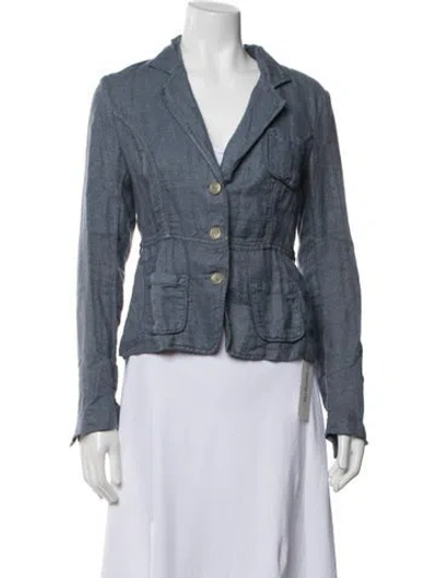 Pre-owned 120% Lino Linen Blazer In Blue