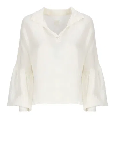 120% Lino Linen Blouse In White