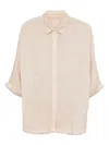 120% Lino Linen Button-up Shirt In Burgundy
