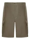 120% Lino Linen Cargo Bermuda In Green