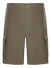 120% Lino Linen Cargo Bermuda In Green