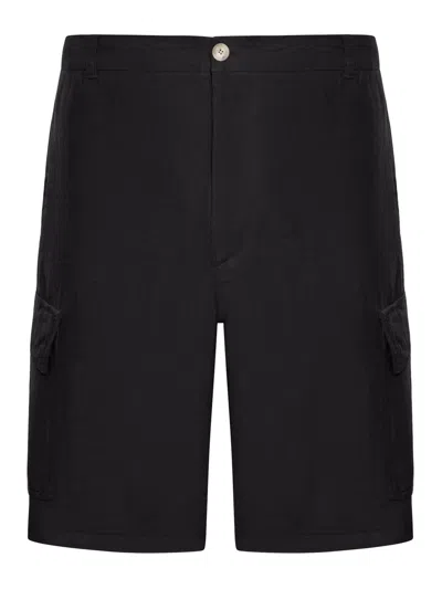 120% Lino Linen Cargo Bermuda Shorts In Animal Print