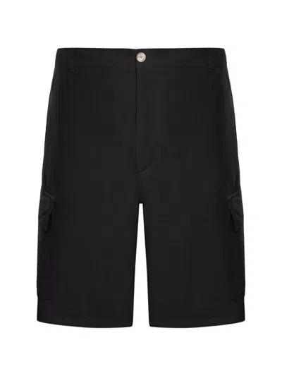 120% Lino Linen Cargo Bermuda Shorts In Animal Print