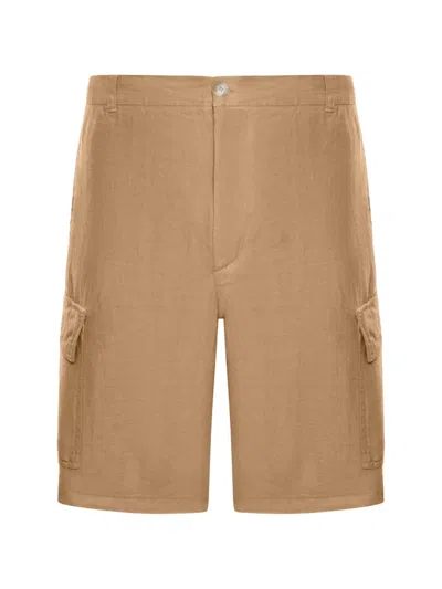 120% Lino Linen Cargo Bermuda Shorts In Neutral