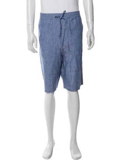 Pre-owned 120% Lino Linen Chino Shorts W/ Tags In Blue