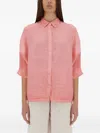 120% Lino Linen Collared Shirt In Pink