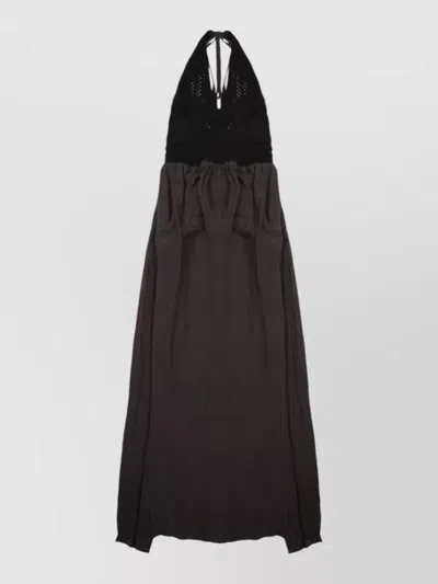 120% Lino Linen Crochet Maxi Dress Halter Backless