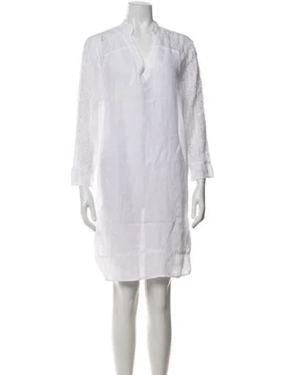 Pre-owned 120% Lino Linen Dress In White