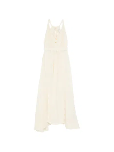120% Lino Linen Halterneck Dress In Multi
