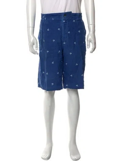 Pre-owned 120% Lino Linen Jogger Shorts In Blue