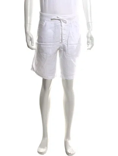 Pre-owned 120% Lino Linen Jogger Shorts In White