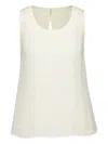 120% Lino Linen Keyhole Cut-out Top In Neutral