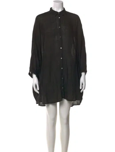 Pre-owned 120% Lino Linen Knee-length Dress In Black