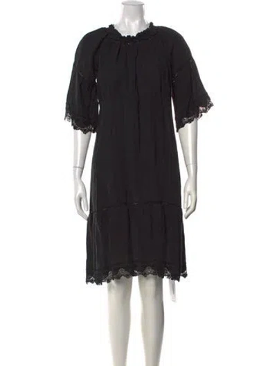 Pre-owned 120% Lino Linen Knee-length Dress In Black
