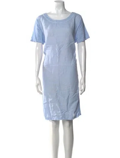 Pre-owned 120% Lino Linen Knee-length Dress In Blue
