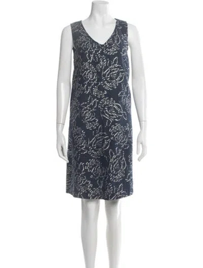 Pre-owned 120% Lino Linen Knee-length Dress In Blue
