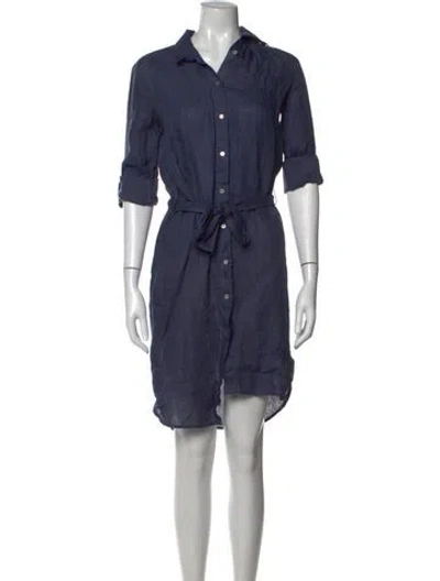 Pre-owned 120% Lino Linen Knee-length Dress In Blue