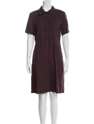 Pre-owned 120% Lino Linen Knee-length Dress In Brown