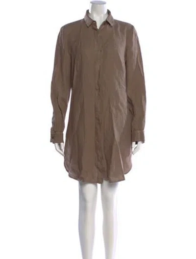 Pre-owned 120% Lino Linen Knee-length Dress In Brown