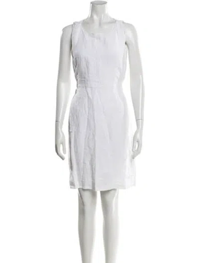 Pre-owned 120% Lino Linen Knee-length Dress In Neutral