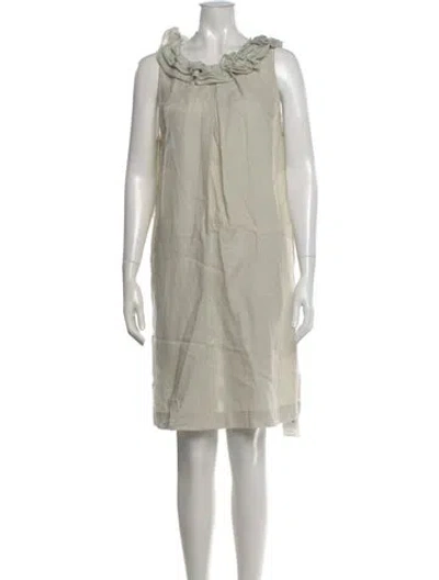 Pre-owned 120% Lino Linen Knee-length Dress In Neutral