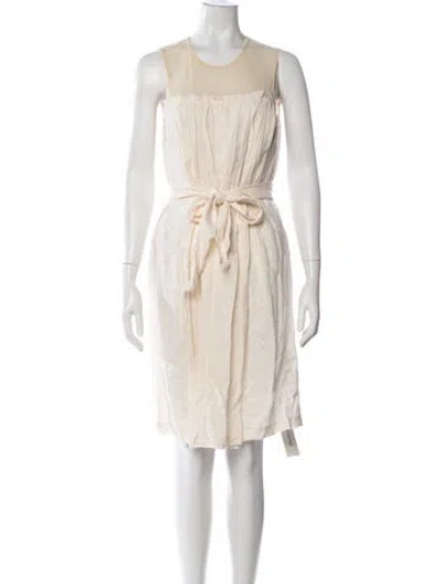 Pre-owned 120% Lino Linen Knee-length Dress In Neutral