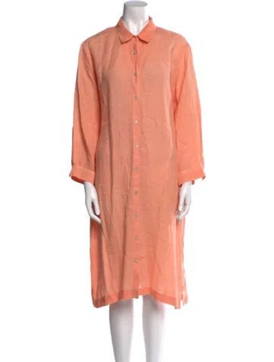 Pre-owned 120% Lino Linen Knee-length Dress In Orange