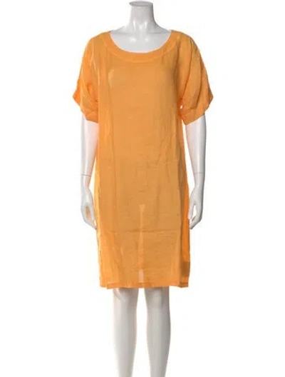Pre-owned 120% Lino Linen Knee-length Dress In Orange