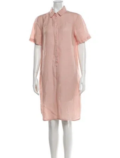 Pre-owned 120% Lino Linen Knee-length Dress In Pink