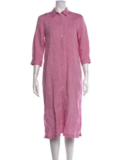 Pre-owned 120% Lino Linen Knee-length Dress In Pink