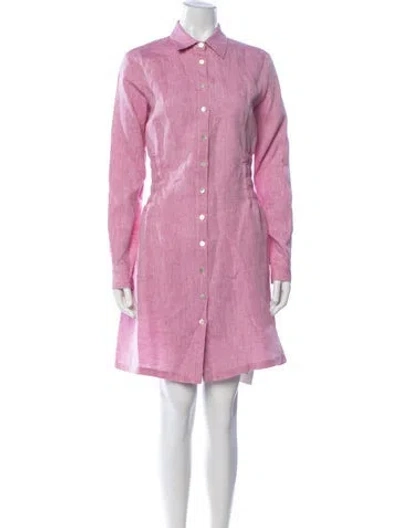 Pre-owned 120% Lino Linen Knee-length Dress In Pink