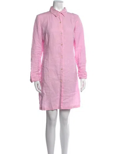 Pre-owned 120% Lino Linen Knee-length Dress In Pink