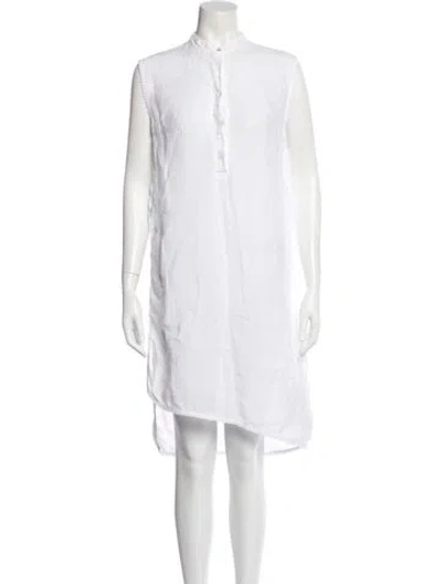 Pre-owned 120% Lino Linen Knee-length Dress In White
