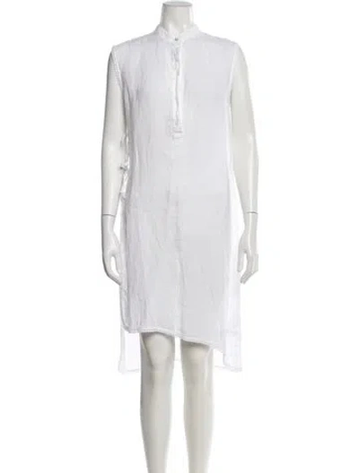 Pre-owned 120% Lino Linen Knee-length Dress In White