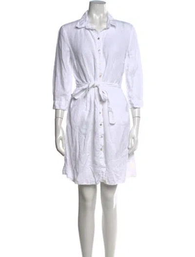 Pre-owned 120% Lino Linen Knee-length Dress In White