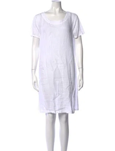 Pre-owned 120% Lino Linen Knee-length Dress In White