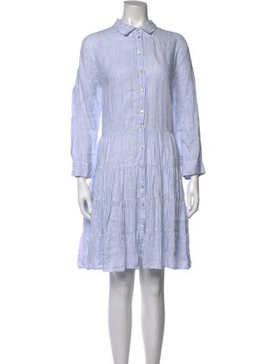 Pre-owned 120% Lino Linen Knee-length Dress In White