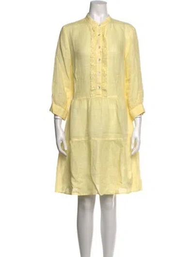 Pre-owned 120% Lino Linen Knee-length Dress In Yellow