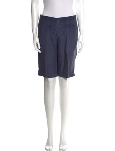 Pre-owned 120% Lino Linen Knee-length Shorts In Blue